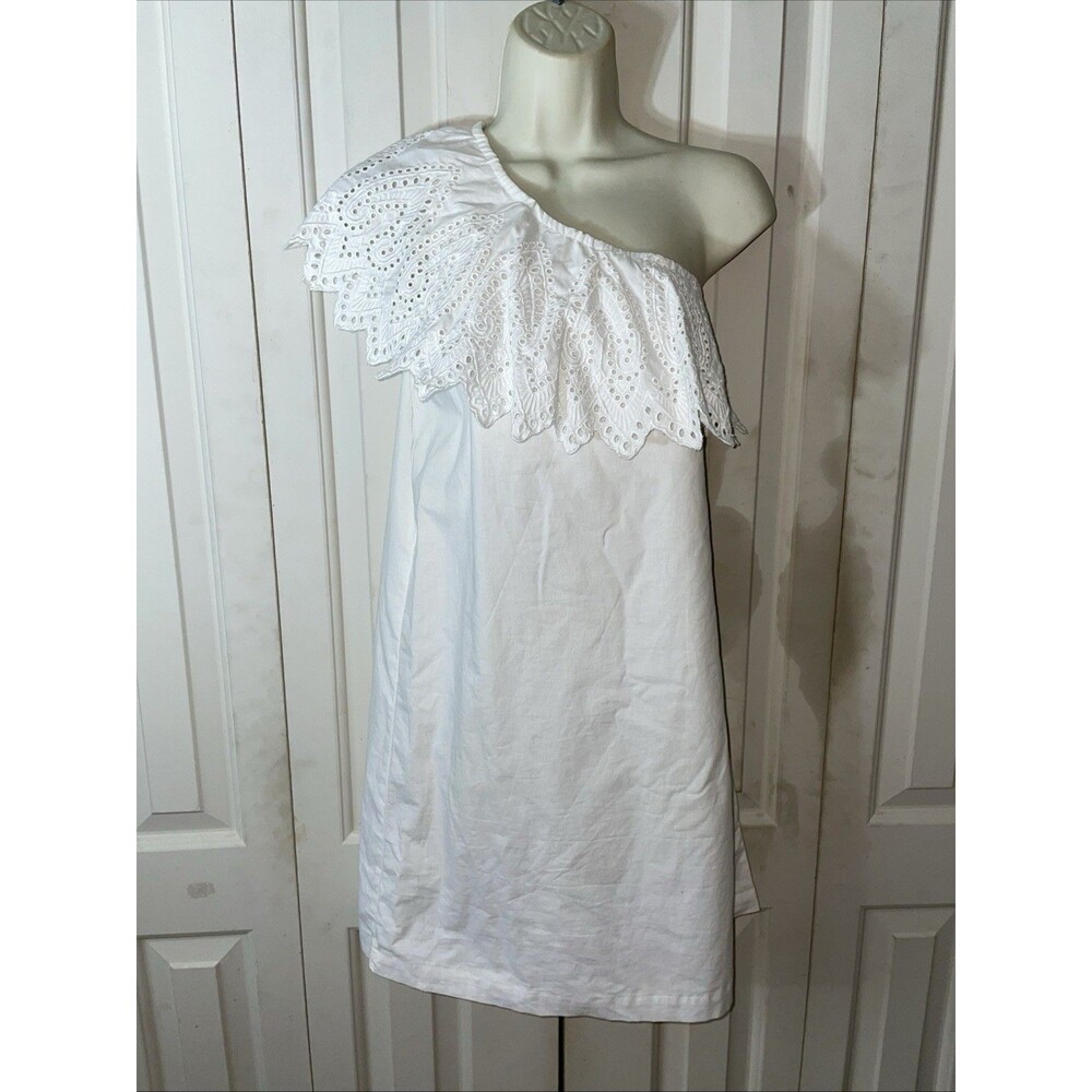 NWT Mudpie Laurel One Shoulder White Eyelet Lace Dress Size Small
